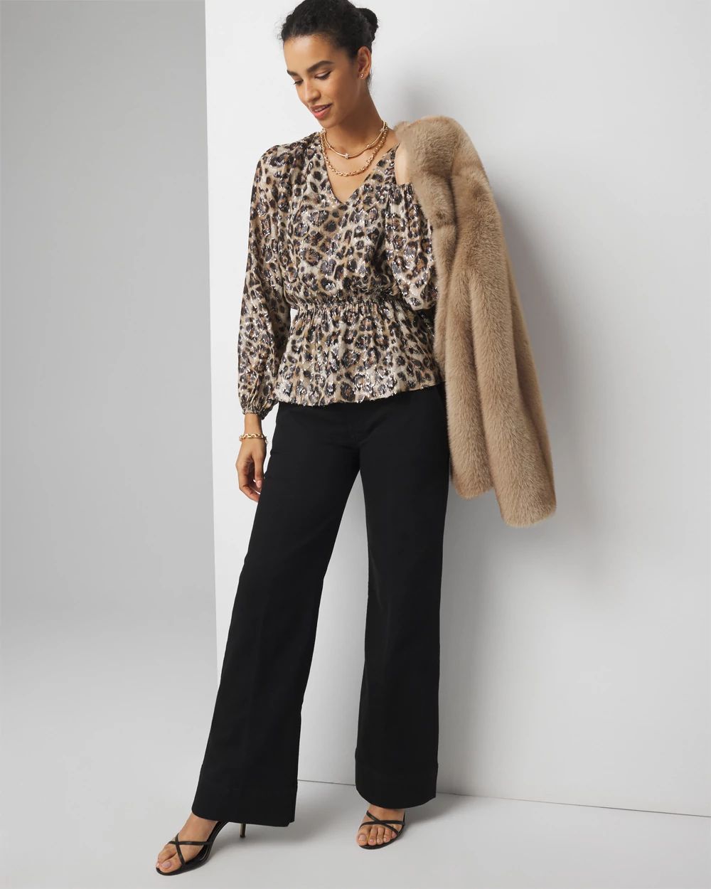 【新品】L'Appartement Leopard Print Blouse Leopard Leopard Printed Mesh Long Sleeve Blouse | GANNI US